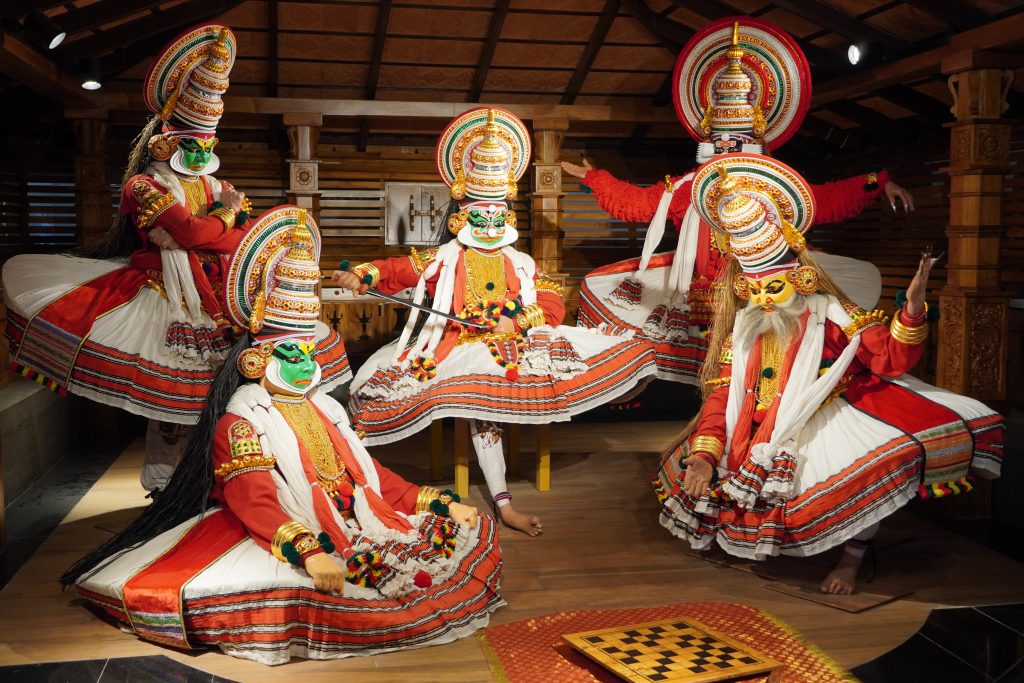 Kathakali,Performers,During,The,Traditional,Kathakali,Dance,Of,Kerala’s,State